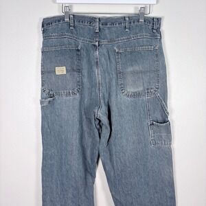 Wrangler Originals Mens Carpenter Jeans Blue Denim baggie 36x34 Distressed Y2K